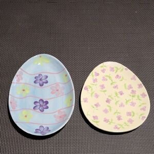Floral Egg-Shaped Ceramic Plates